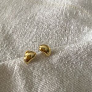 Tiny “Bean” Gold Plated Stud Earrings